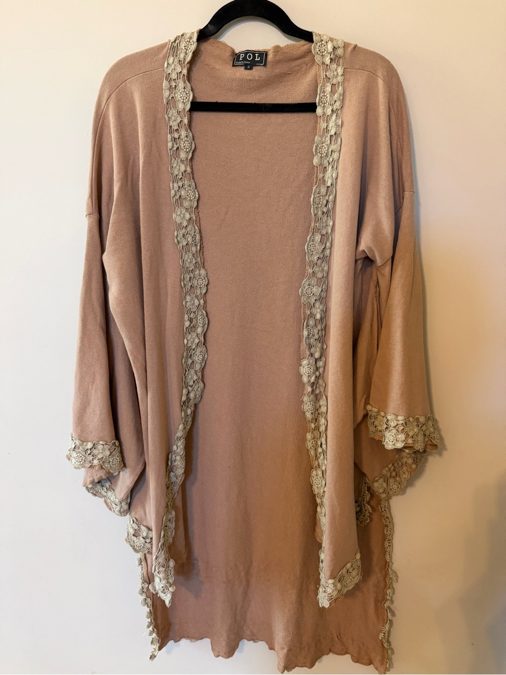 POL Blush Pink Lace-Trim Kimono - Picture 4 of 5